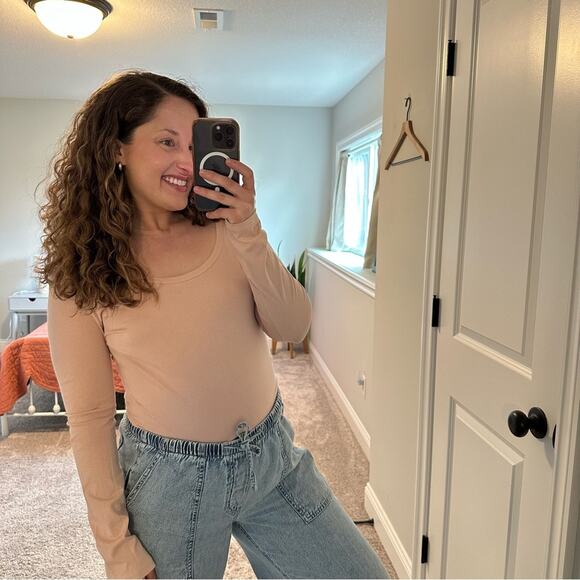 Theory Light Pink Cotton Basic Scoop Neck Long Sleeve Tee Medium - Picture 4 of 12